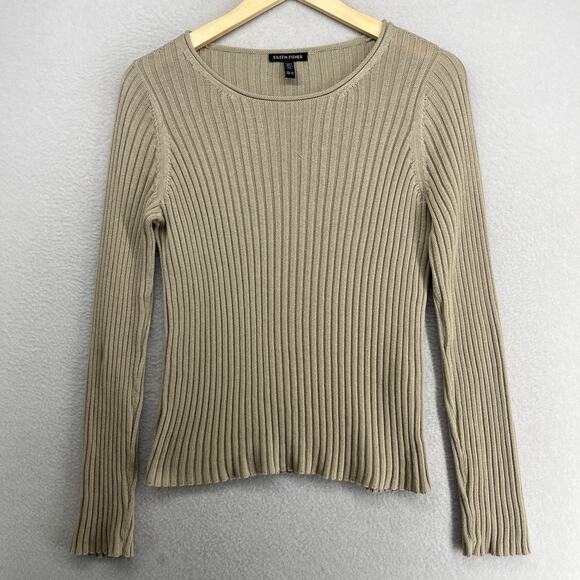 Eileen Fisher Sweaters - EILEEN FISHER Sweater XS Organic Cotton Tencel Ribbed Rolled Round Neck Beige